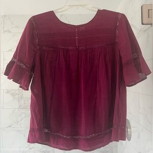 Old Navy Lace-Trim Blouse in Winter Wine.